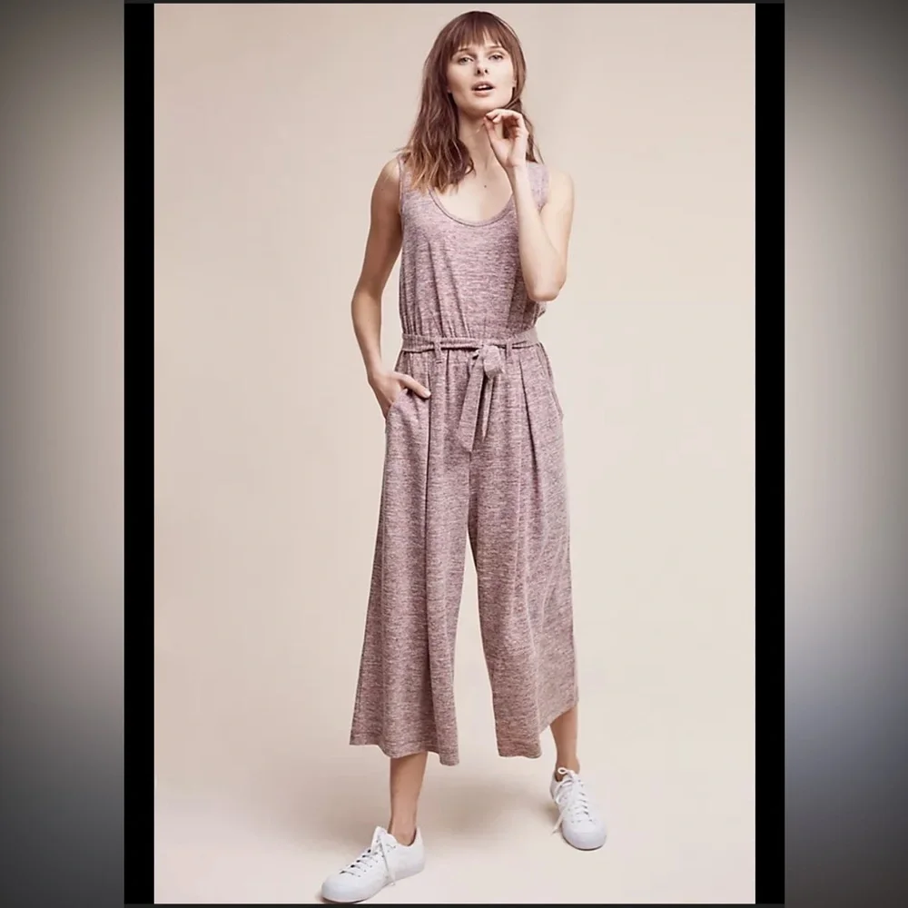 Anthropologie Saturday Sunday Saunter Wide Leg Jumpsuit in Maroon Red